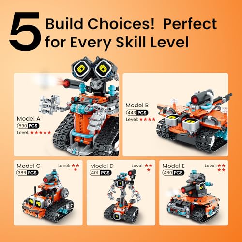 Sillbird Robot Building Kit with Remote Control STEM Gift for Boy Ages 8-14 - color: Orange