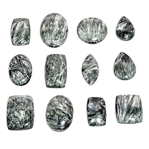 4pcs Natural Seraphinite Gemstone Wholesale Cabochons Lot, Jewelry Making Loose Gemstone, Polished Home Decor Specimen, DIY, Wire Wrapping, Reiki, Healing Crystals, Bulk Gemstone Deal