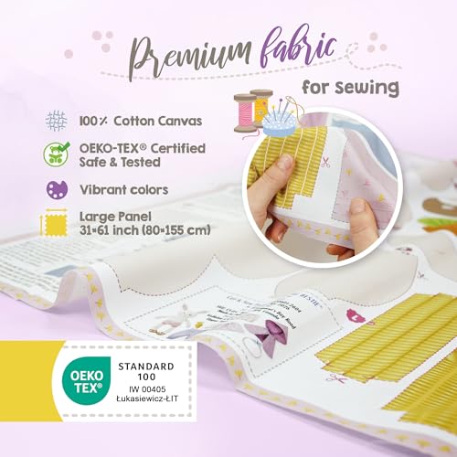 kullaloo - Cut & Sew Fabric Panel for Intermediate Skills - with Video Instructions - Doll Sewing Panel Doll with Clothes: Dress Me Bestie Bibby Bunny - color: Dress Me Bestie Bibby Bunny