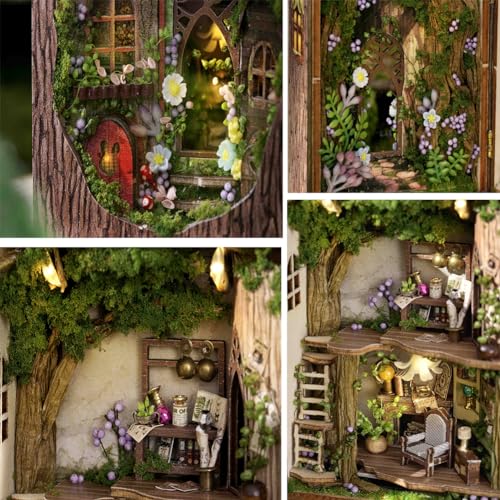 Mini 3D Wooden Doll House Craft Model with LED,DIY Miniature and Furniture Dollhouse Kit,Creative Room Idea for Valentine's Day Birthday Gift (Forest Wonderland) - color: Forest Wonderland