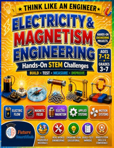 Electricity and Magnetism Engineering: Hands-On STEM Projects for Kids Ages 7–12: Build, Test, Measure, and Improve Electric Circuits, Magnetic ... Cranes, and Motors (Think Like an Engineer)