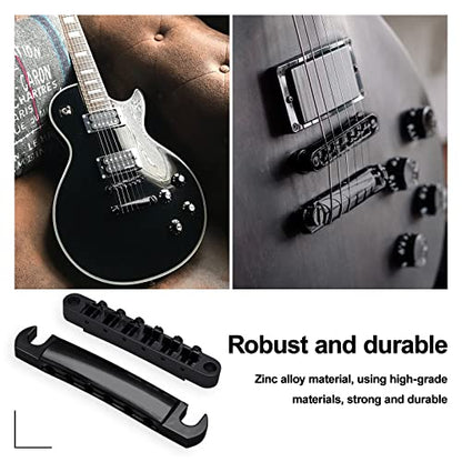 SAPHUE A Set of String Saddle Tune-O-Matic Bridge and Tailpiece with Studs for GB LP Style Electric Guitar (Black) - color: Black