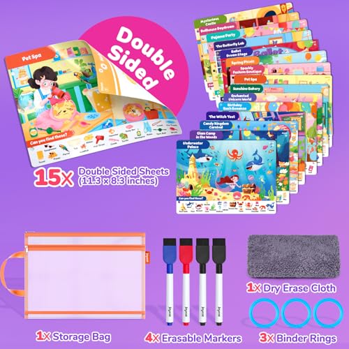 JoyCat Seek & Find Game Book, Educational Toys for Girls Ages 3-6 - style: 3. Seek & Find Girls