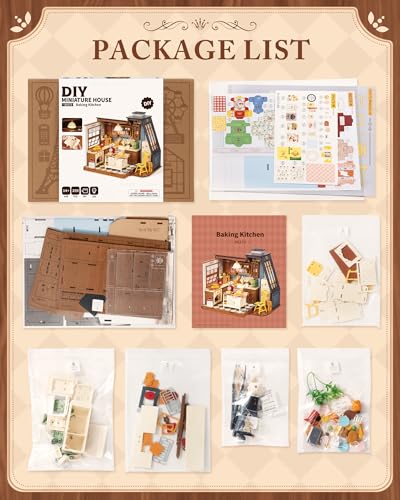 ROBOTIME DIY Miniature House Kit Dollhouse Kit for Adults Mini Tiny House Kit with Furniture Building Model Kit Crafts Creative Gift for Boys Girls (Baking Kitchen) - color: Baking Kitchen