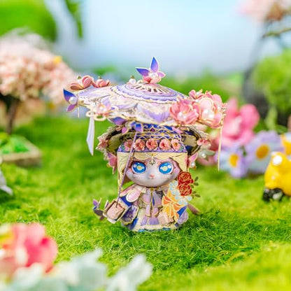 MU 3D Metal Puzzles for Adult Flower Lady Cat Figures Model Kitty Assembling, Metal Models Kits Miniature Building, Hobby Birthday New Year Gifts Home Desk Decor Collectibles - style: Flower Lady Kitty
