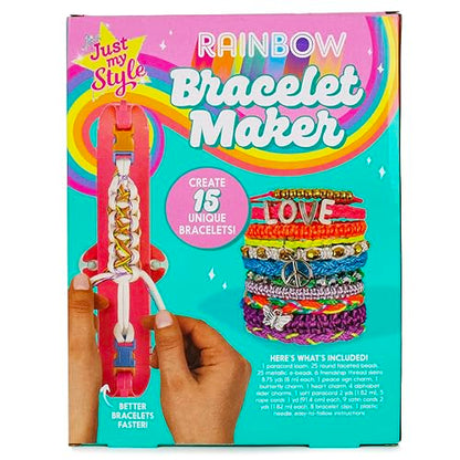 Just My Style Rainbow Bracelet Maker, Jewelry Making Kit with Easy-to-Use Bracelet Maker Tool, Friendship Bracelet Kit, 6 Year Old Girl Gifts, Gifts for Girls, Bracelet Making Kit for Girls - color: Rainbow Bracelet