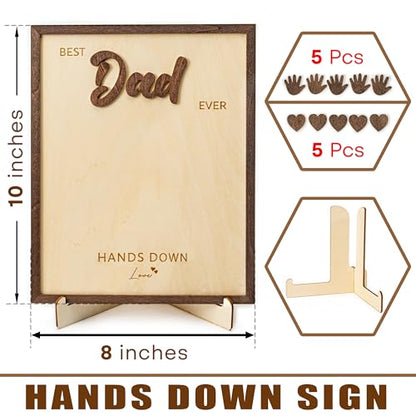 10" Best Dad Ever Gifts for Dadd Custom fathers day from Kids Hands down sign - Personalized Fathers Day Dads Gift from kids daughter son, First fathers day Daddy gift for new dad/Birthday - color: Dadhand