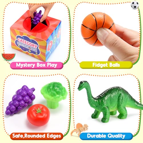 Montessori Sensory Toys for 3-8 Year Olds | 58-Piece Learning & Sorting Games with Mystery Box | Preschool Activities & Speech Therapy Gifts | Easter Basket Stuffers, Birthday Gifts for Boys & Girls