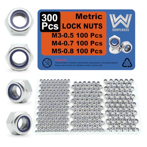 300 Pcs M3 M4 M5 Lock Nuts Kit, 304 Stainless Steel Hardware Nuts - size: M3 M4 M5 Kit (300 Pcs)