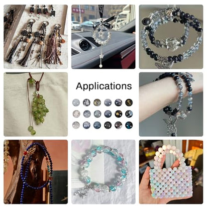 Tunmiok Glass Beads for Bracelets Making Kit, Jewelry Making Supplies with Charms, Crystal String, Spacer Beads, DIY Bracelet Necklace Craft Kit for Adults (Black) - color: Black