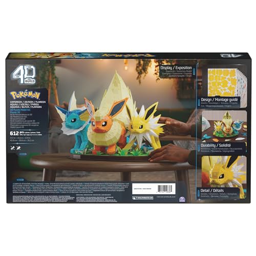 4D Build Pokémon Eevee Evolution Trio 3D Puzzle Model Kit, Shelf Display - style: Eevee Evolution Trio 612 pcs