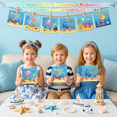 Fennoral 24 Pack DIY Coloring 0cean Animal Jigsaw Puzzle Craft Kit for Kids - color: Under The Sea