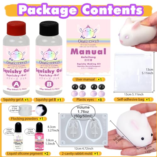 FUNSHOWCASE Taba Squishy Making Kit Gel+Bunny Silicone Mold+Flocking+Pigment - color: Bunny