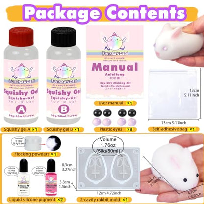 FUNSHOWCASE Taba Squishy Making Kit Gel+Bunny Silicone Mold+Flocking+Pigment - color: Bunny