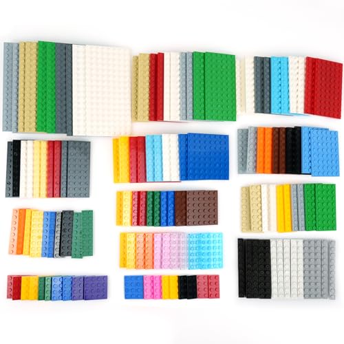 MALEKO 135 Pieces Classic Base Plates Bricks Parts, Flat Board Small Baseplates Mat Multipacks, Bulk Building Blocks - color: Multicolor-no.4