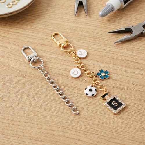 Hzopcw 20pcs Keychain Making Kits for Bag Charm, Gold & Silver - color: C-20pcs-Gold,Silver