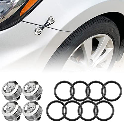 JDM Bumper Quick Release Fastener Kit 4-Piece Silver - color: Silver