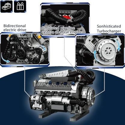 Working V8 Engine STEM Model Building Block Kit - style: T2020