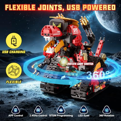 5 in 1 Stem Robot Building Kit for Kids,Remote & App Robot,896 Pcs