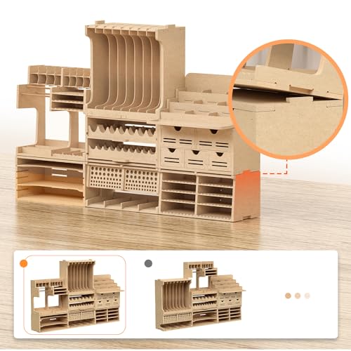 Wooden Model Kit Tool Organizer Storage Rack, Paint Rack Organizer with MDF Material, Brush/Screwdriver Storage, Craft Supplies Storage, Suitable for Tamiya Gundam Model Tools, GK10