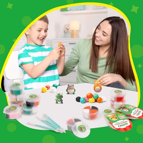 Kasfalci Air Dry Clay Kit for Kids, 12 Animals Modeling Magic Clay Sculpting Set, DIY Party Favors Arts & Crafts for Kids Ages 4-6-8-12, Ultra Light & Soft, Safe & Non-Stick with Tools & Tutorials