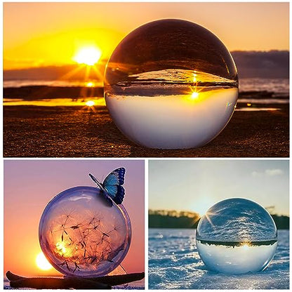 Supkiir 5 Pack K9 Optical Crystal Photography Prism Set with Crystal Ball Glass Triangular Prism Cube Lens Prism Ball and Optical Pyramid, Portable Rainbow Prism for Photos and Teaching Light Spectrum