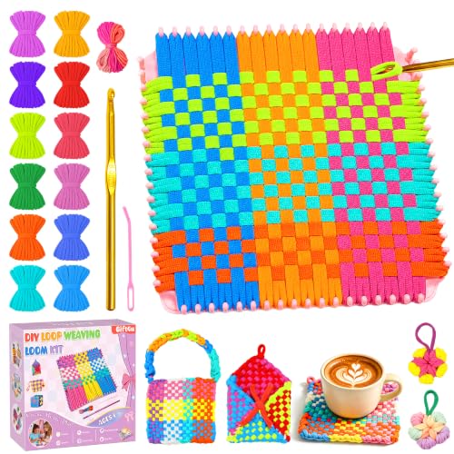 300 Pcs Weaving Loom Kit for Kids, Beginner Craft Kit with 12 Color Loops