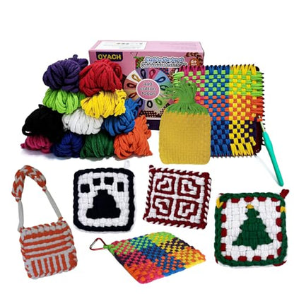 OYACH 7inch Cotton Potholder Metal Weaving Loom Loop,440 Potholder Loom Kit - color: Weaving Loom Kits
