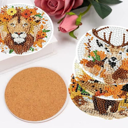 Diamond Art Coasters Kits, 8 Pcs Fall Animals Diamond Painting Coasters Kit - color: Fall animals