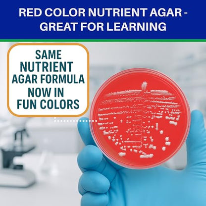 Evviva Sciences Nutrient Agar Petri Dishes Science Project Kit, Pre-Poured Agar Plates for Science Experiments, with Experiment eBook (RED) - color: Red