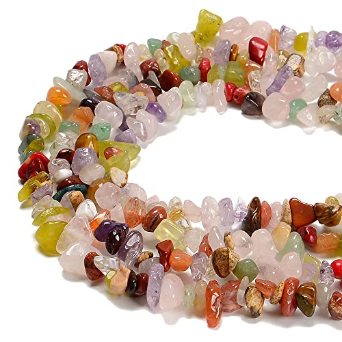 7-8mm Natural Mulite Quartz Gemstone Chips Healing Gravel Bracelets Necklace Kit Irregular Tumble Stone Beads DIY Crafts Design Jewelry Making 32" - color: Mulite Quartz