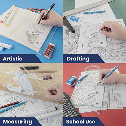 Pacific Arc Adjustable 8 Inch Triangle Plain Edge for Drafting, Architect, Engineer - style: 8 inch