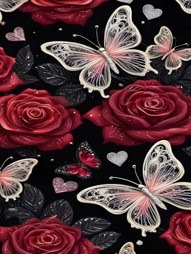 5D Butterfly Diamond Art Kits for Adults-Rose Flower Diamond Painting - color: Rose Flower