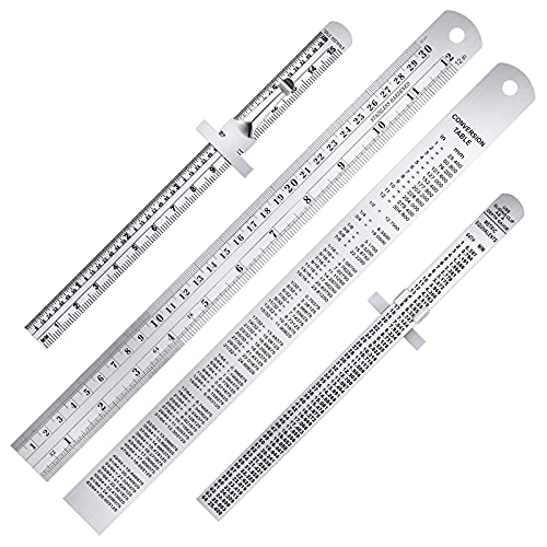 Toodoo Metal Ruler Set, 6 and 12 Inch Precision Measuring Rulers(4 Pcs)