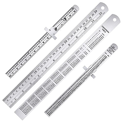 Toodoo Metal Ruler Set, 6 and 12 Inch Precision Measuring Rulers(4 Pcs)