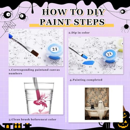 Halloween Paint by Numbers Kit for Adults, Paint by Numbers Adults 16x20 in - color: Halloween Ghost, size: 16*20inch