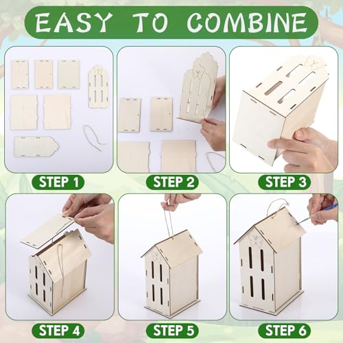 DoubleFill 12 Pack Bird House Kit 7.1'' Butterfly Wood Birdhouse Craft Set - color: Butterfly, size: 7.1in
