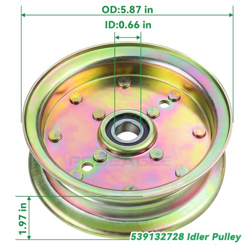 532196104 Idler Pulley with 539132728 Idler Pulley for Z246 Mowers - size: 1x196104+1x539132728