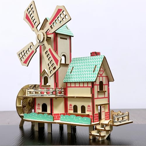 Log Cabin 3D Wooden House Puzzle,DIY Mini Building Model Kit，015 - color: 015