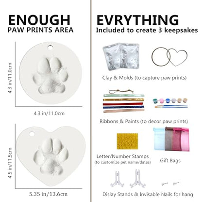 MYPAWLETS Dog or Cat Pawprints Keepsake Kit,Make 2 Clay Paw Print Ornaments,Soft & Non-Toxic Clay,Pet Paw Prints Impression Kit,Dogs Christmas Tree Ornament,Gift for Pet Lovers