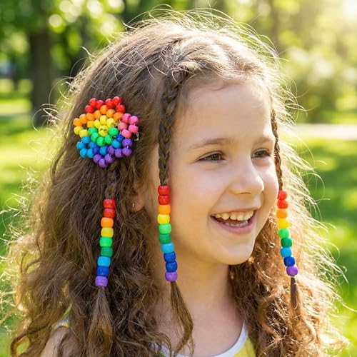 Acrylic Pony Beads Jewelry Making Kit – 110 Colors, UV Color Changing & Glow Alphabet Beads, Heart Bow Crystal String, Tools, Gift Box for DIY Bracelets, Necklaces (9mm Pony Beads Six Box) - color: 9mm Pony Beads Six Box