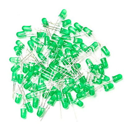 CHANZON 100 pcs 5mm Green Diffused LED Diode Lights(DC 2V 20mA) - color: H) Green-green (100pcs)