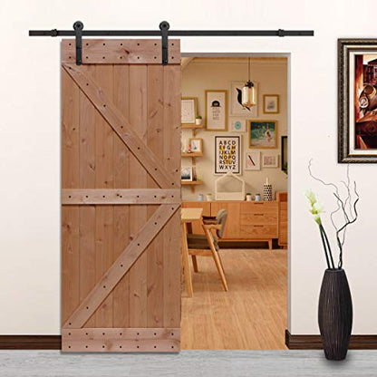 LUBANN 32 in. x 84 in. Rustic British-Brace Hardwood Barn Door Unfinished Knotty Alder Solid Wood Barn Door Slab - size: 32X84 British Brace