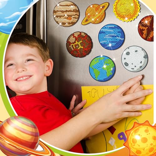 Remuuly 30 Pcs Space Planet Diamond Painting Magnets Diamond Art Magnet Kit - color: Planet