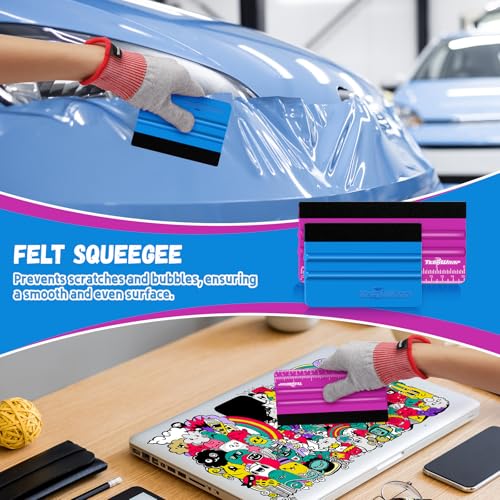 TECKWRAP Professional Felt Squeegee for Vinyl, 20 PCS - color: 20pcs Pitaya & Blue