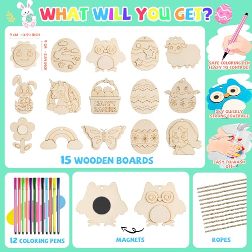 15pcs DIY Wooden Magnets - Eleanore's Diary Kids Arts & Crafts Painting Kit