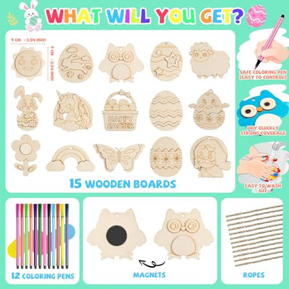 15pcs DIY Wooden Magnets - Eleanore's Diary Kids Arts & Crafts Painting Kit
