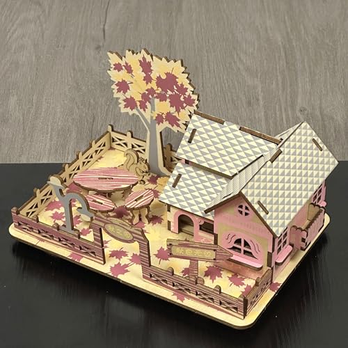 Log Cabin 3D Wooden House Puzzle,DIY Mini Building Model Kit，007 - color: 007