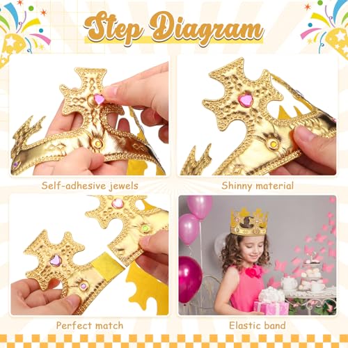 Yaomiao 22 pack DIY Crowns Set Include 12 Pcs Foam Princess Crowns and 10 Pcs Diamond Sticker for Kids - color: Gold, style: Cross