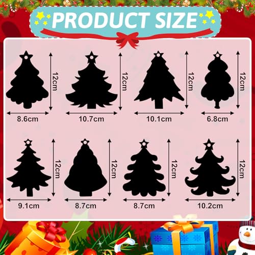 JULMELON 36Pcs Christmas Scratch Art for Kids, Rainbow Hanging Ornaments - style: Christmas Crafts A